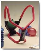 Picture of hand-held water balloon slingshot. BHQ - the most complete collection of balloon info on the web.