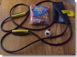 Picture of opened water balloon sling. BHQ - the most complete collection of balloon info on the web.