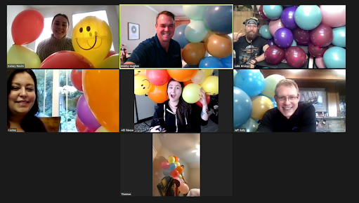 balloon suite team activity building garlands zoom meeting screenshot